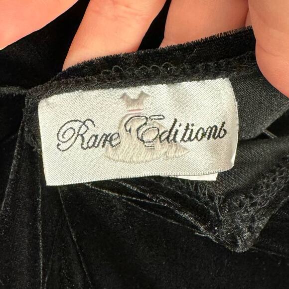 RARE EDITIONS | Black Velvet Baby Doll Red Satin Floral Glitter Dress | Kid's 5 - Picture 7 of 9